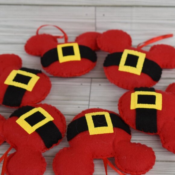 Christmas Mickey Santa felt ornaments/ tree decor - Picture 1 of 8